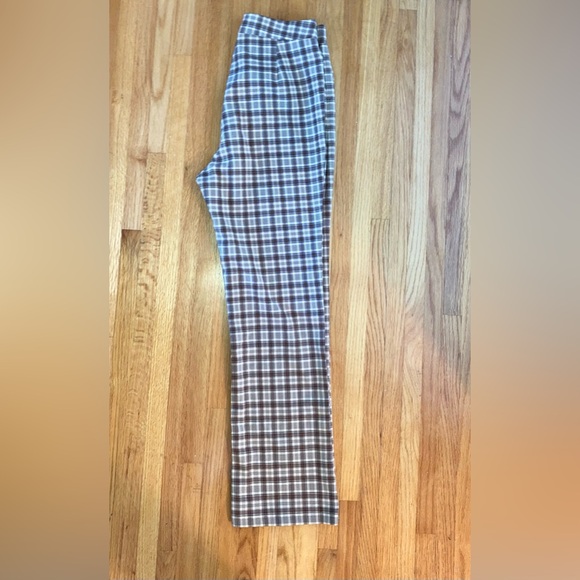 Plaid Straight Leg Pants - Brown/Cream - Size 4 - Picture 2 of 3